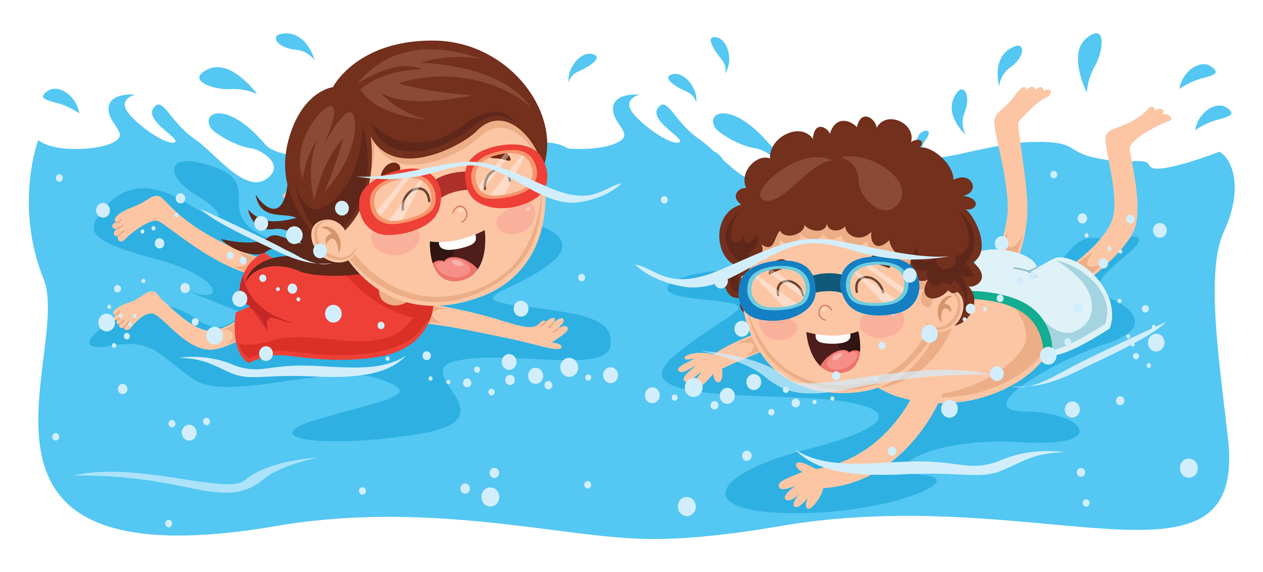 Vector Illustration Of Kid Swimming